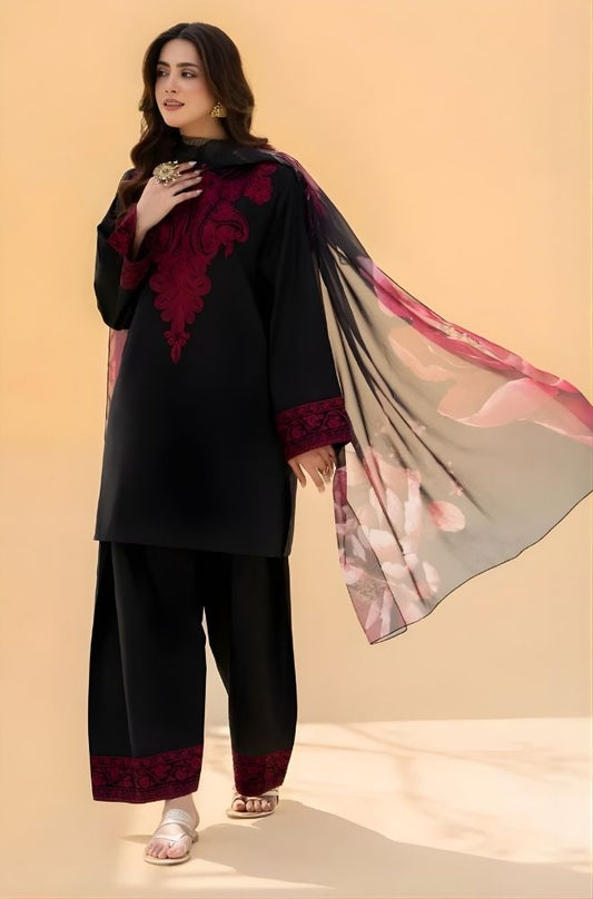Summer 3PC Lawn Embroidered Suit- BFB0742