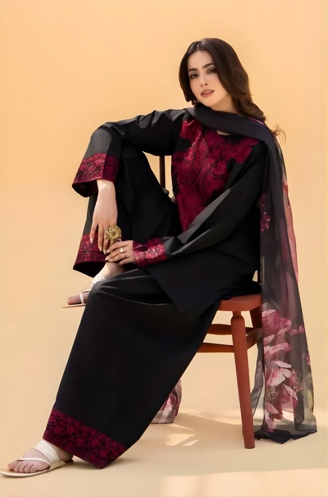 Summer 3PC Lawn Embroidered Suit- BFB0742
