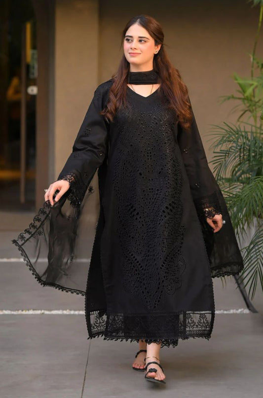 Summer 3PC Lawn Chikankari Embroidered Suit - BFB0751